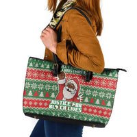 Justice For Black Lives Christmas Leather Tote Bag Funny Xmas Holiday Patterns - Wonder Print Shop