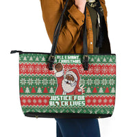 Justice For Black Lives Christmas Leather Tote Bag Funny Xmas Holiday Patterns - Wonder Print Shop