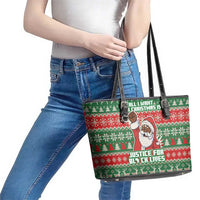 Justice For Black Lives Christmas Leather Tote Bag Funny Xmas Holiday Patterns - Wonder Print Shop