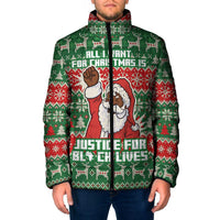Justice For Black Lives Christmas Padded Jacket Funny Xmas Holiday Patterns - Wonder Print Shop