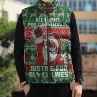 Justice For Black Lives Christmas Sleeveless Puffer Jacket Funny Xmas Holiday Patterns - Wonder Print Shop