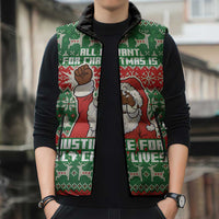 Justice For Black Lives Christmas Sleeveless Puffer Jacket Funny Xmas Holiday Patterns - Wonder Print Shop