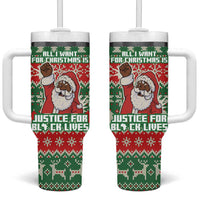 Justice For Black Lives Christmas Tumbler With Handle Funny Xmas Holiday Patterns - Wonder Print Shop