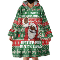 Justice For Black Lives Christmas Wearable Blanket Hoodie Funny Xmas Holiday Patterns - Wonder Print Shop