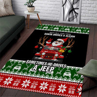 Santa Claus Drive A JEEP Area Rug Funny Xmas Holiday Patterns - Wonder Print Shop