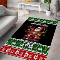 Santa Claus Drive A JEEP Area Rug Funny Xmas Holiday Patterns - Wonder Print Shop