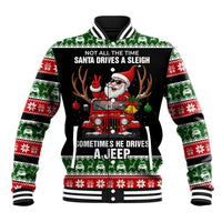 Santa Claus Drive A JEEP Baseball Jacket Funny Xmas Holiday Patterns - Wonder Print Shop