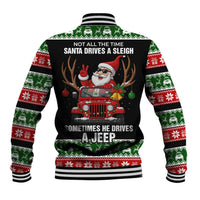 Santa Claus Drive A JEEP Baseball Jacket Funny Xmas Holiday Patterns - Wonder Print Shop