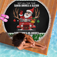 Santa Claus Drive A JEEP Beach Blanket Funny Xmas Holiday Patterns - Wonder Print Shop