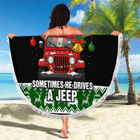 Santa Claus Drive A JEEP Beach Blanket Funny Xmas Holiday Patterns - Wonder Print Shop