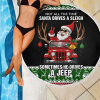 Santa Claus Drive A JEEP Beach Blanket Funny Xmas Holiday Patterns - Wonder Print Shop