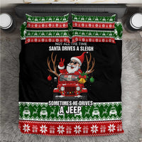 Santa Claus Drive A JEEP Bedding Set Funny Xmas Holiday Patterns - Wonder Print Shop
