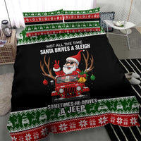 Santa Claus Drive A JEEP Bedding Set Funny Xmas Holiday Patterns - Wonder Print Shop