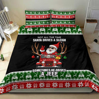 Santa Claus Drive A JEEP Bedding Set Funny Xmas Holiday Patterns - Wonder Print Shop