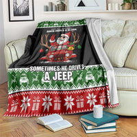 Santa Claus Drive A JEEP Blanket Funny Xmas Holiday Patterns - Wonder Print Shop