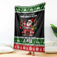 Santa Claus Drive A JEEP Blanket Funny Xmas Holiday Patterns - Wonder Print Shop