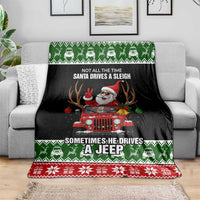 Santa Claus Drive A JEEP Blanket Funny Xmas Holiday Patterns - Wonder Print Shop