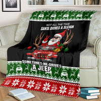 Santa Claus Drive A JEEP Blanket Funny Xmas Holiday Patterns - Wonder Print Shop