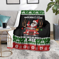 Santa Claus Drive A JEEP Blanket Funny Xmas Holiday Patterns - Wonder Print Shop