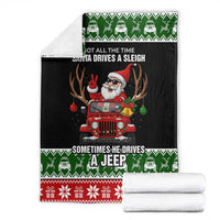 Santa Claus Drive A JEEP Blanket Funny Xmas Holiday Patterns - Wonder Print Shop