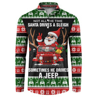 Santa Claus Drive A JEEP Button Sweatshirt Funny Xmas Holiday Patterns - Wonder Print Shop