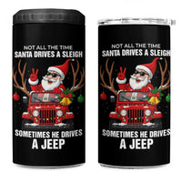 Santa Claus Drive A JEEP 4 in 1 Can Cooler Tumbler Funny Xmas Holiday Patterns - Wonder Print Shop