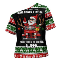 Santa Claus Drive A JEEP Cross Shoulder Shirt Funny Xmas Holiday Patterns - Wonder Print Shop