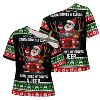 Santa Claus Drive A JEEP Cross Shoulder Shirt Funny Xmas Holiday Patterns - Wonder Print Shop
