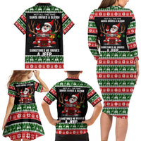 Santa Claus Drive A JEEP Family Matching Long Sleeve Bodycon Dress and Hawaiian Shirt Funny Xmas Holiday Patterns - Wonder Print Shop
