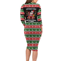 Santa Claus Drive A JEEP Family Matching Long Sleeve Bodycon Dress and Hawaiian Shirt Funny Xmas Holiday Patterns - Wonder Print Shop