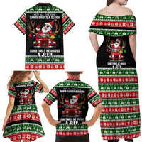 Santa Claus Drive A JEEP Family Matching Off Shoulder Maxi Dress and Hawaiian Shirt Funny Xmas Holiday Patterns - Wonder Print Shop