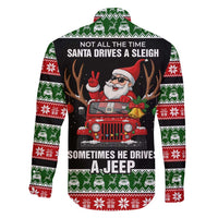 Santa Claus Drive A JEEP Family Matching Off Shoulder Short Dress and Hawaiian Shirt Funny Xmas Holiday Patterns - Wonder Print Shop