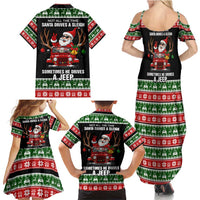 Santa Claus Drive A JEEP Family Matching Summer Maxi Dress and Hawaiian Shirt Funny Xmas Holiday Patterns - Wonder Print Shop