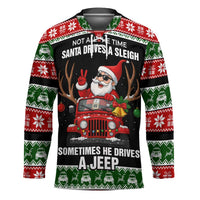 Santa Claus Drive A JEEP Hockey Jersey Funny Xmas Holiday Patterns - Wonder Print Shop