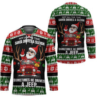 Santa Claus Drive A JEEP Hockey Jersey Funny Xmas Holiday Patterns - Wonder Print Shop