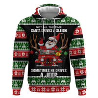 Santa Claus Drive A JEEP Hoodie Funny Xmas Holiday Patterns - Wonder Print Shop