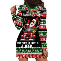 Santa Claus Drive A JEEP Hoodie Dress Funny Xmas Holiday Patterns - Wonder Print Shop