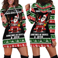 Santa Claus Drive A JEEP Hoodie Dress Funny Xmas Holiday Patterns - Wonder Print Shop