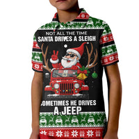 Santa Claus Drive A JEEP Kid Polo Shirt Funny Xmas Holiday Patterns - Wonder Print Shop