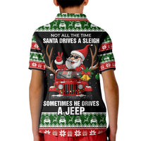 Santa Claus Drive A JEEP Kid Polo Shirt Funny Xmas Holiday Patterns - Wonder Print Shop