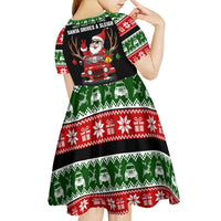 Santa Claus Drive A JEEP Kid Short Sleeve Dress Funny Xmas Holiday Patterns - Wonder Print Shop