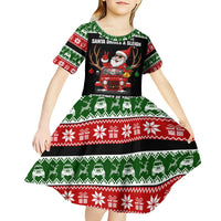 Santa Claus Drive A JEEP Kid Short Sleeve Dress Funny Xmas Holiday Patterns - Wonder Print Shop