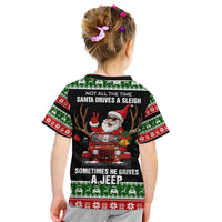 Santa Claus Drive A JEEP Kid T Shirt Funny Xmas Holiday Patterns - Wonder Print Shop