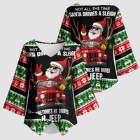 Santa Claus Drive A JEEP Kimono Sleeve Blouse Funny Xmas Holiday Patterns - Wonder Print Shop