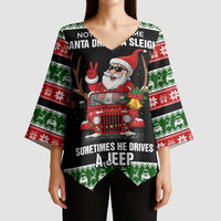 Santa Claus Drive A JEEP Kimono Sleeve Blouse Funny Xmas Holiday Patterns - Wonder Print Shop