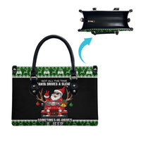 Santa Claus Drive A JEEP Leather Bag Funny Xmas Holiday Patterns - Wonder Print Shop