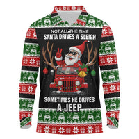 Santa Claus Drive A JEEP Long Sleeve Polo Shirt Funny Xmas Holiday Patterns - Wonder Print Shop