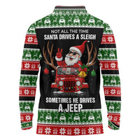 Santa Claus Drive A JEEP Long Sleeve Polo Shirt Funny Xmas Holiday Patterns - Wonder Print Shop