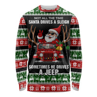 Santa Claus Drive A JEEP Long Sleeve Shirt Funny Xmas Holiday Patterns - Wonder Print Shop