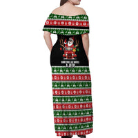 Santa Claus Drive A JEEP Off Shoulder Maxi Dress Funny Xmas Holiday Patterns - Wonder Print Shop